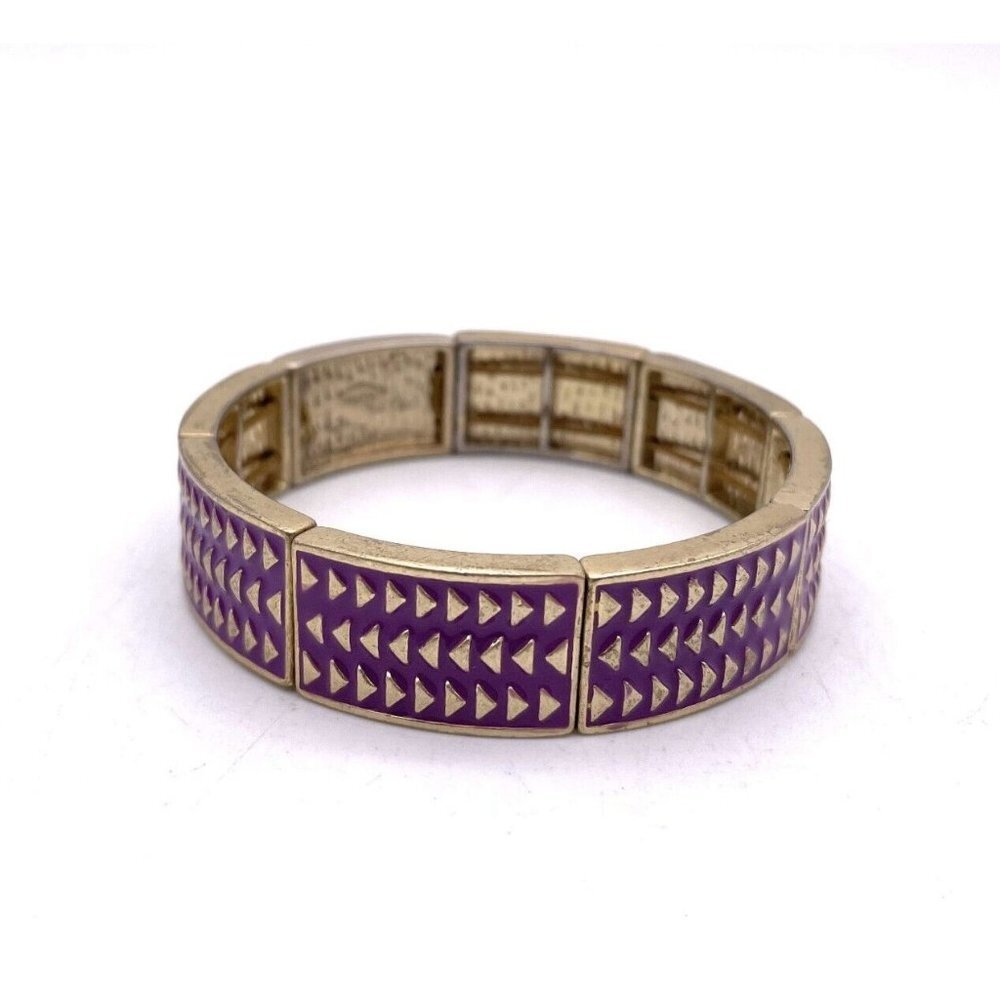 Lia Sophia Rhythmic Retired Bracelet Stretch Purple Signed - Picture 2 of 4